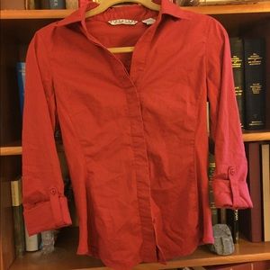 Red Button-Down Signature by Larry Levine Top